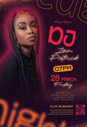 Pink Glow Club DJ Free Flyer Template PSD | by Elegantflyer