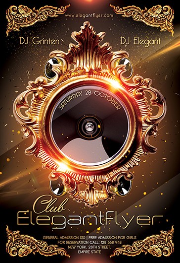 Black and Gold Luxury Club Elegantflyer Premium Flyer Template PSD | by ...