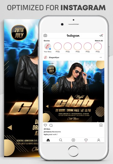 Blue Luxury Club Night Party Instagram Premium Social Media Template PSD