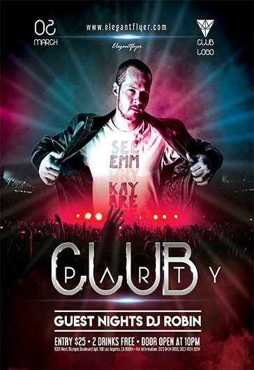 Multicolor Glow Club Party V05 Premium Flyer Template PSD | by Elegantflyer