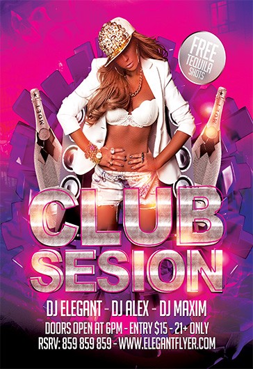 Pink Artistic Club Session Premium Flyer Template PSD | by Elegantflyer