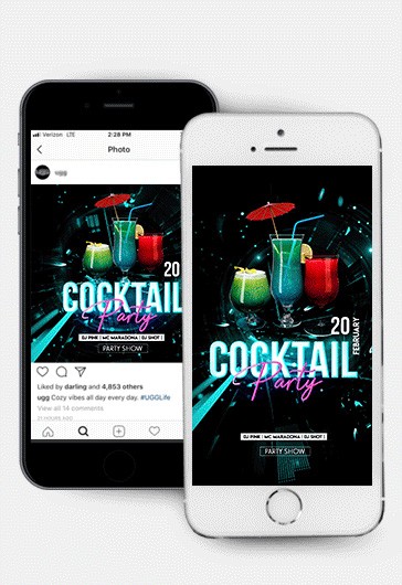 Black Creative Cocktail Party Premium Instagram Stories Template Animated