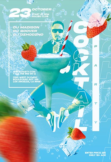 Cocktail Party Flyer - Blue