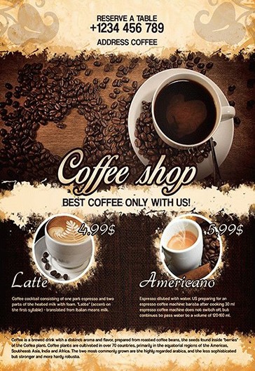 Brown Vintage and Retro Coffee Shop Design V02 Free Flyer Template PSD