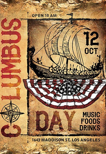 Yellow Vintage And Retro Columbus Day Flyer Free Flyer Template Psd By Elegantflyer