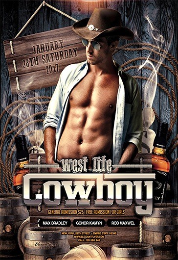 Brown Artistic Cowboy Premium Flyer Template PSD | by Elegantflyer