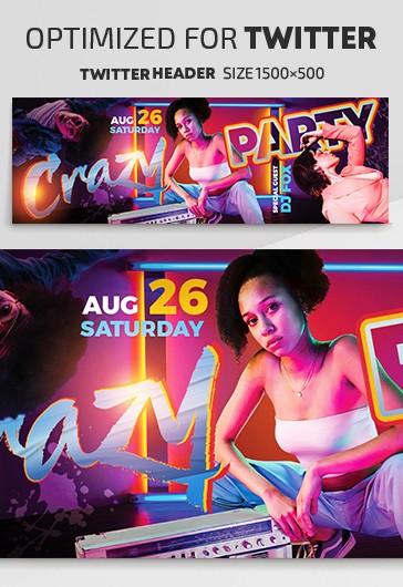 Crazy Party - Free Twitter Header PSD Template - 10030618 | by ElegantFlyer
