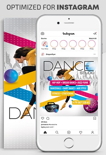 Multicolor Creative Dance Studio Instagram Free Social Media Template PSD