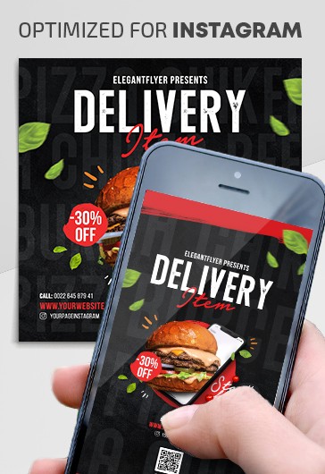 Black Simple Delivery Item Instagram Premium Social Media Template PSD