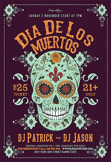 Dia De Los Muertos Skull Flyer