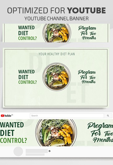 Green Simple Diet Youtube Premium Social Media Template PSD | by ...