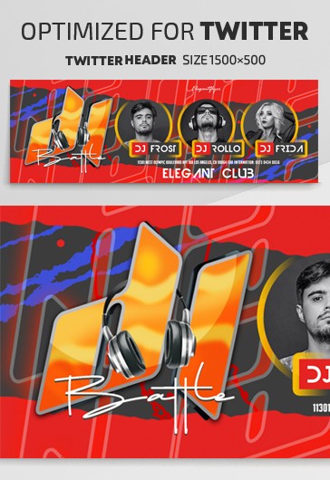 DJ Battle - Free Twitter Header PSD Template - 10030120 | by ElegantFlyer