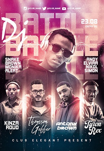 Pink Glow Dj Battle Premium Flyer Template PSD | by Elegantflyer