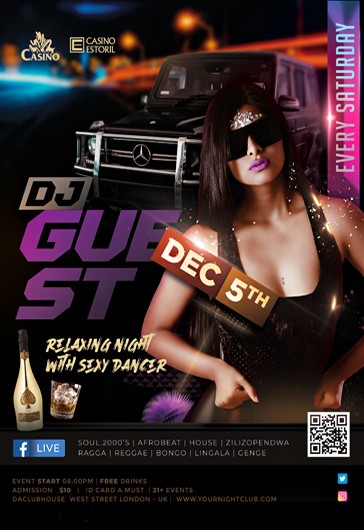 Black Creative DJ Guest Premium Flyer Template PSD | by Elegantflyer