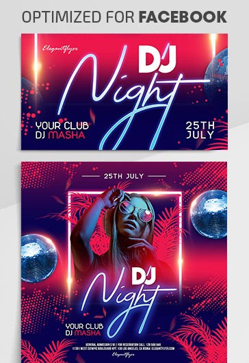 Red Modern DJ Night Facebook Premium Social Media Template PSD | by ...