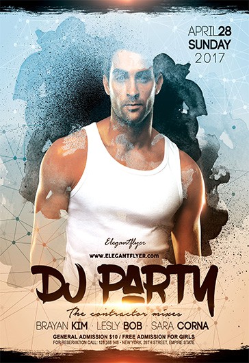Multicolor Watercolor DJ Party Premium Flyer Template PSD | by Elegantflyer