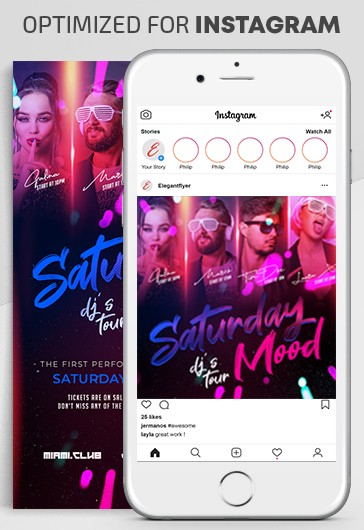 Pink Dark DJ's Tour Instagram Premium Social Media Template PSD | by ...