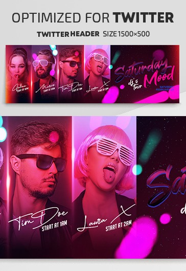 Pink Dark DJ's Tour Twitter Premium Social Media Template PSD | by ...