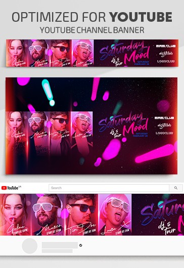 Pink Modern DJ's Tour Youtube Premium Social Media Template PSD | by ...