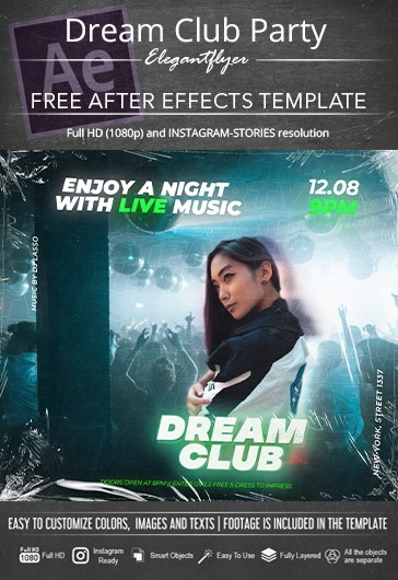 Dream Club Party After Effects es una animación en After Effects que crea un ambiente de fiesta en un club de sueños. - Después de los efectos.