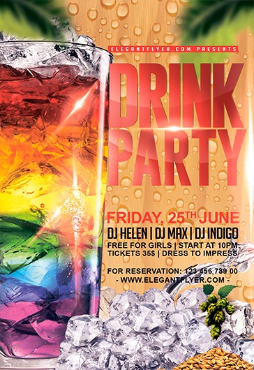 Multicolor Artistic Drink Party Premium Flyer Template PSD | by ...