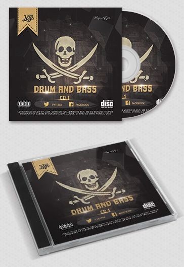 Golden Simple Drum And Bass Free CD Album Cover Template PSD | by