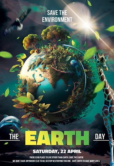 地球日 - 免费PSD海报模板 - 活动海报