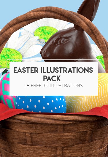 Pack d'illustrations de Pâques - Illustrations 3D gratuites - Rendus 3D gratuits.