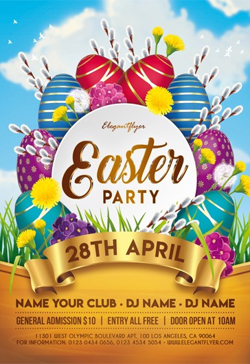 Golden Luxury Easter Party Free Flyer Template PSD | by Elegantflyer