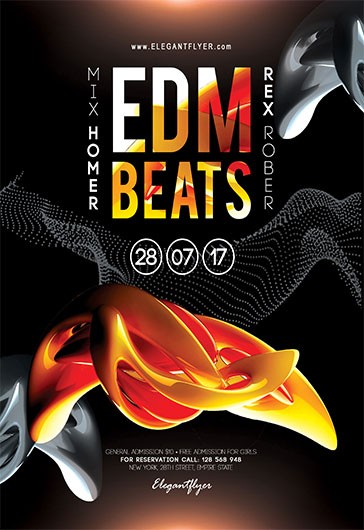 Black Abstract EDM Beats Premium Flyer Template PSD | by Elegantflyer