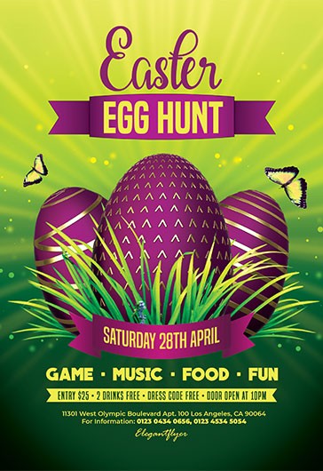 Green Bright Egg Hunt Easter Free Flyer Template PSD | by Elegantflyer