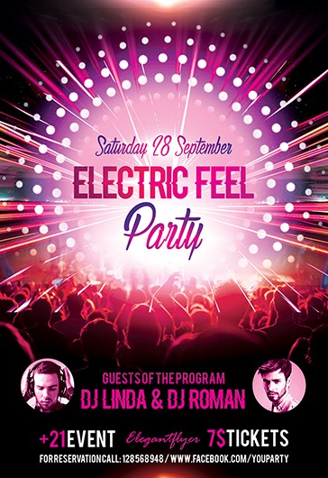 Pink Glow Electric Feel Party Premium Flyer Template Psd 