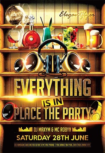 Golden Artistic Everything is in Place the Party Premium Flyer Template PSD