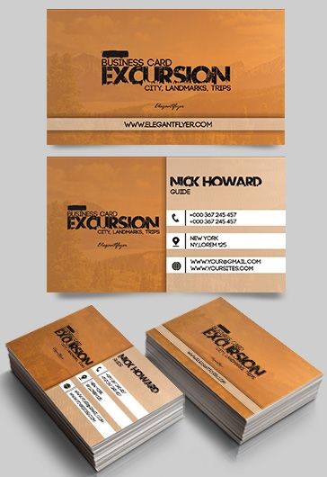 Brown Creative Excursion Free Business Card Template PSD | by Elegantflyer