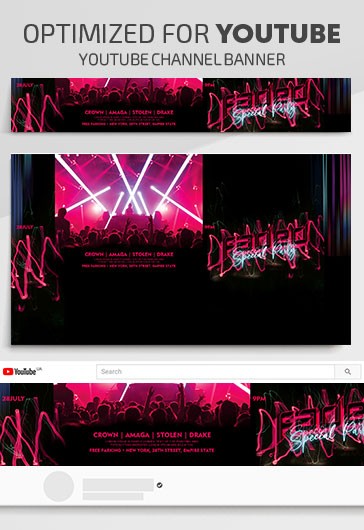 Faded Party - Free Youtube Channel banner PSD Template - 10030473 | by ...