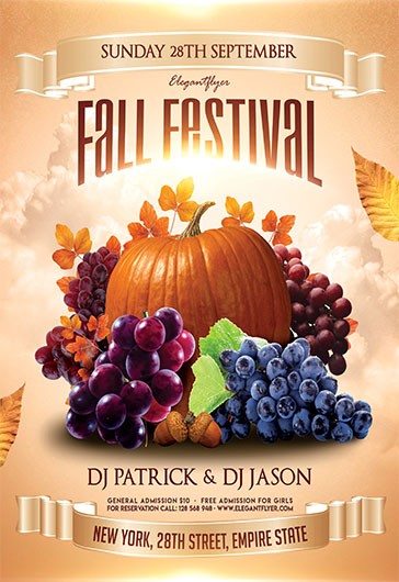 Yellow Exclusive Fall Festival Premium Flyer Template Psd By Elegantflyer