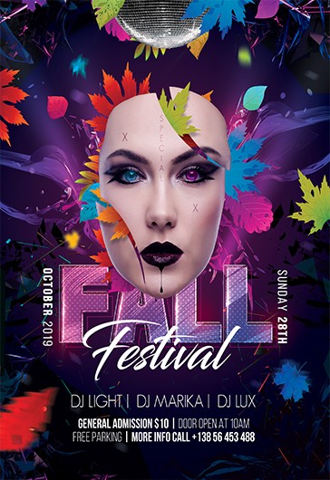 Orange Illustrated October Festival Free Flyer Template PSD | by ...