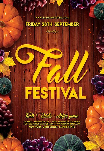 Brown Artistic Fall Festival Free Flyer Template PSD | by Elegantflyer