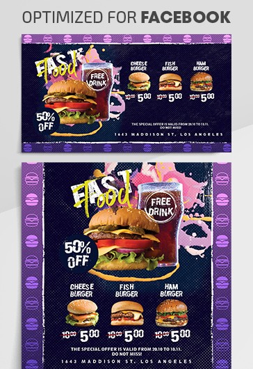 Fast Food Menu - Free Facebook Cover Template in PSD + Post + Event ...