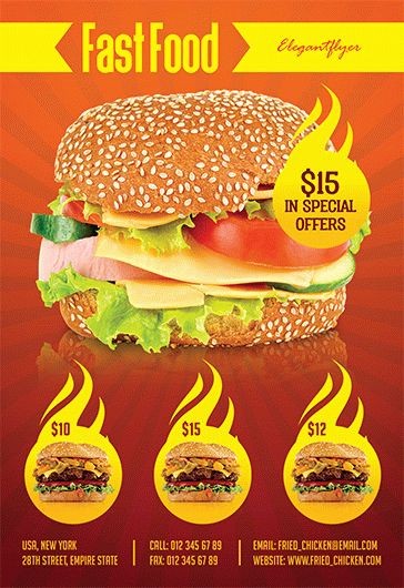 Menu del fast food