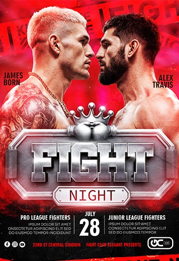 Red Professional Fight Night Free - Fight Night Flyer 170886
