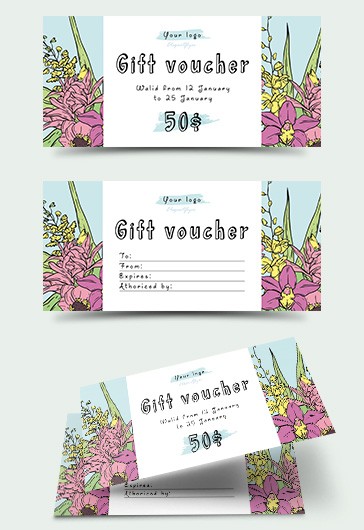 Flower - Premium Gift Certificate PSD Template - 10021128 | by ElegantFlyer