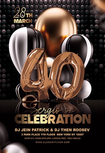 Black Elegant 40th Anniversary Free Flyer Template PSD | by Elegantflyer