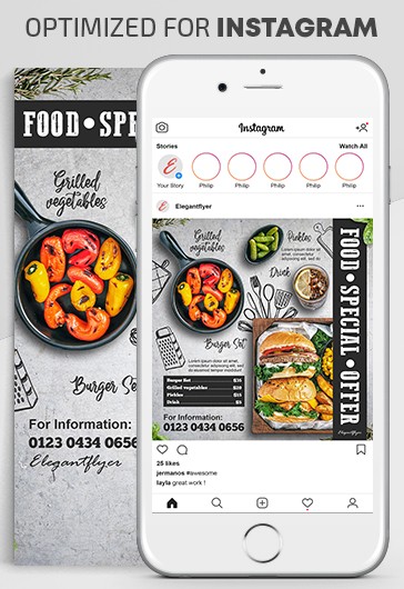 White Simple Food Instagram Premium Social Media Template PSD | by ...