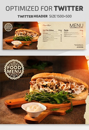 White Simple Food Menu Twitter Premium Social Media Template PSD | by ...