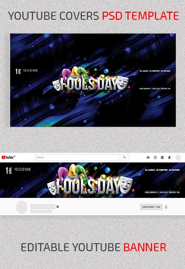 Blue Creative Fool’s Day Youtube Premium Social Media Template PSD | by ...