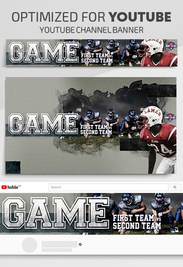 Football Game - Free  Channel banner PSD Template - 10027605