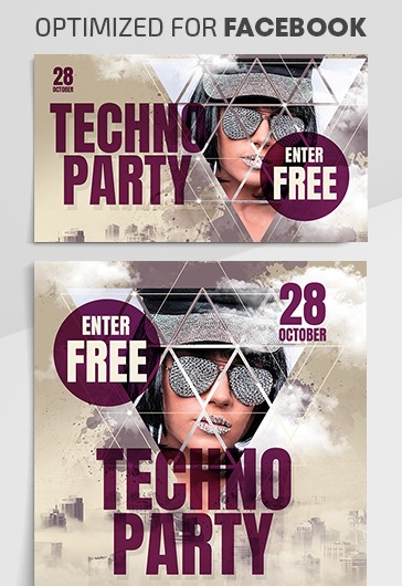 Techno Party Facebook - Facebook Templates