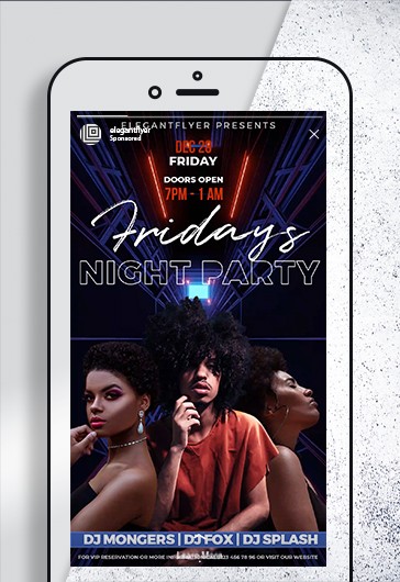 Purple Modern Fridays Night Party Premium Instagram Stories Template ...