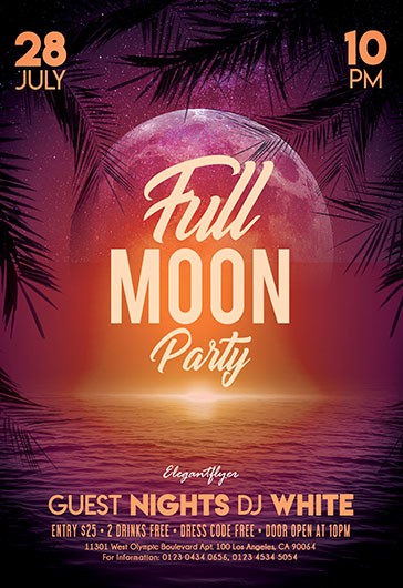 Purple Creative Full Moon Party Premium Flyer Template PSD | by ...